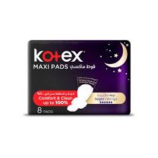 Kotex Maxi Night Thick Pads, 8 Pieces