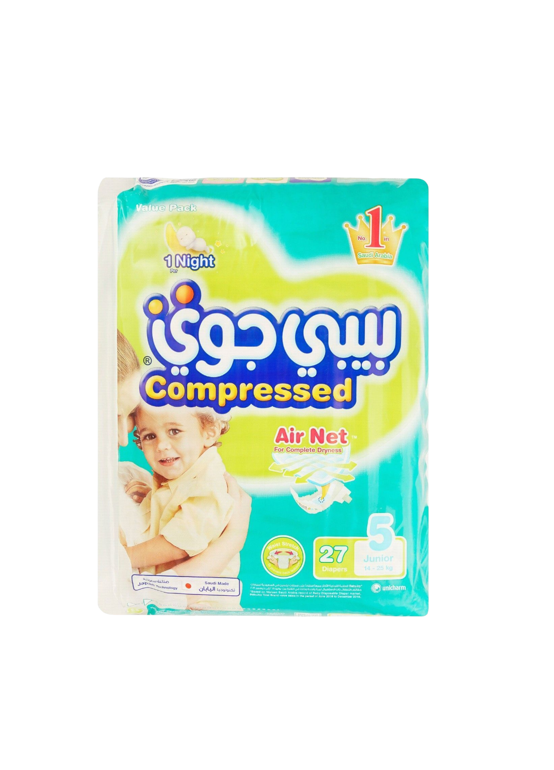 Baby Joy Junior Baby Diapers Size 5 (14 -25kg), 27 Pieces
