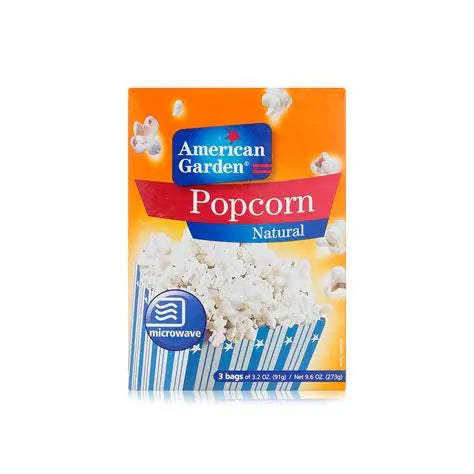 American Garden Microwave Natural Popcorn, Gluten Free, 273g