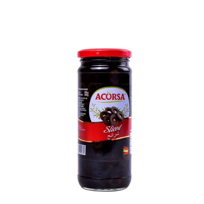 Acorsa Sliced Black Olives, 230g