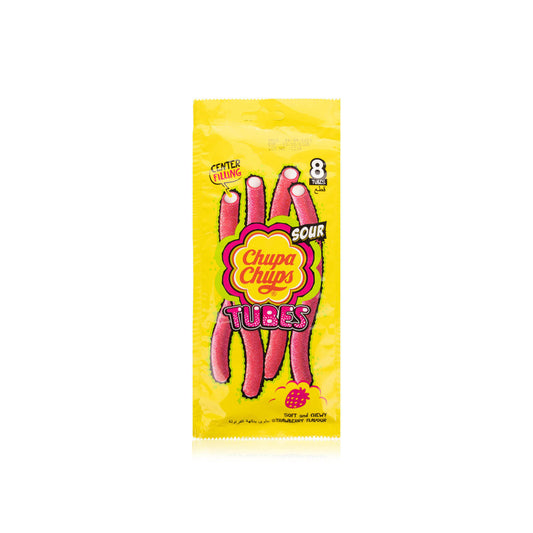 Chupa Chups Sour Long Tube Strawberry Jellies with Center Filling, 8 Pieces, 80g