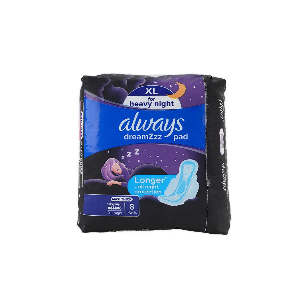 Always Dreamzzz Night Maxi Thick Pads for Sensitive Skin, 8 Pads