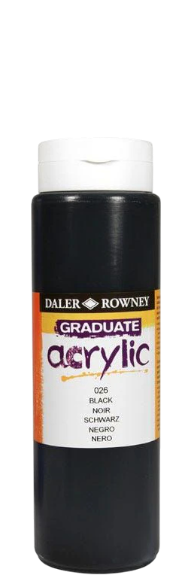 Daler Rowney Graduate Acrylic Color - Black, 500ml
