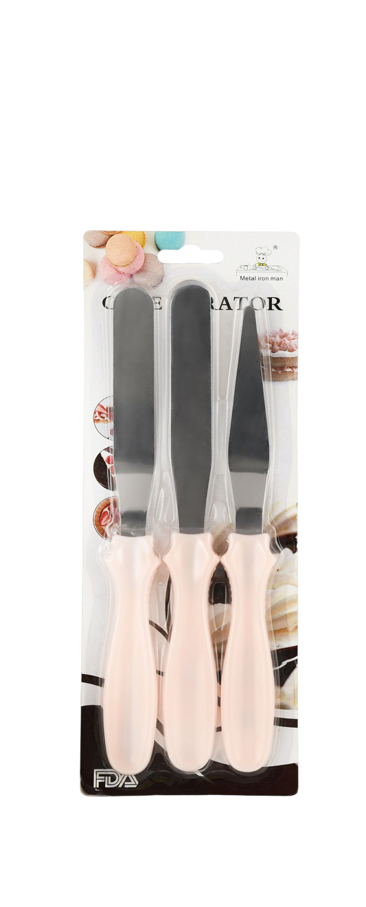 Metal Iron Man Pink Cake Modeling Knife Set, 3 pcs