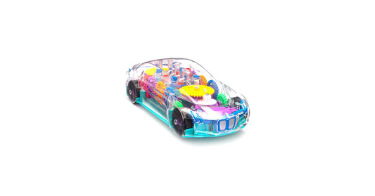 FunBlast Concept Racing Car with 3D Flashing LED Lights and Music Gear Display Transparent Car Toy for Kids 360 Degree Rotating Friction Cars for Kids