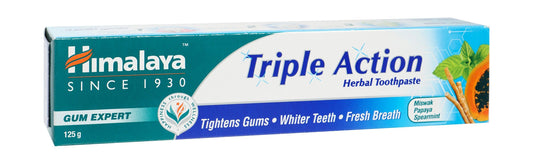 Himalaya Triple Action Herbal Toothpaste with Miswak, Papaya & Spearmint Extracts, 125g
