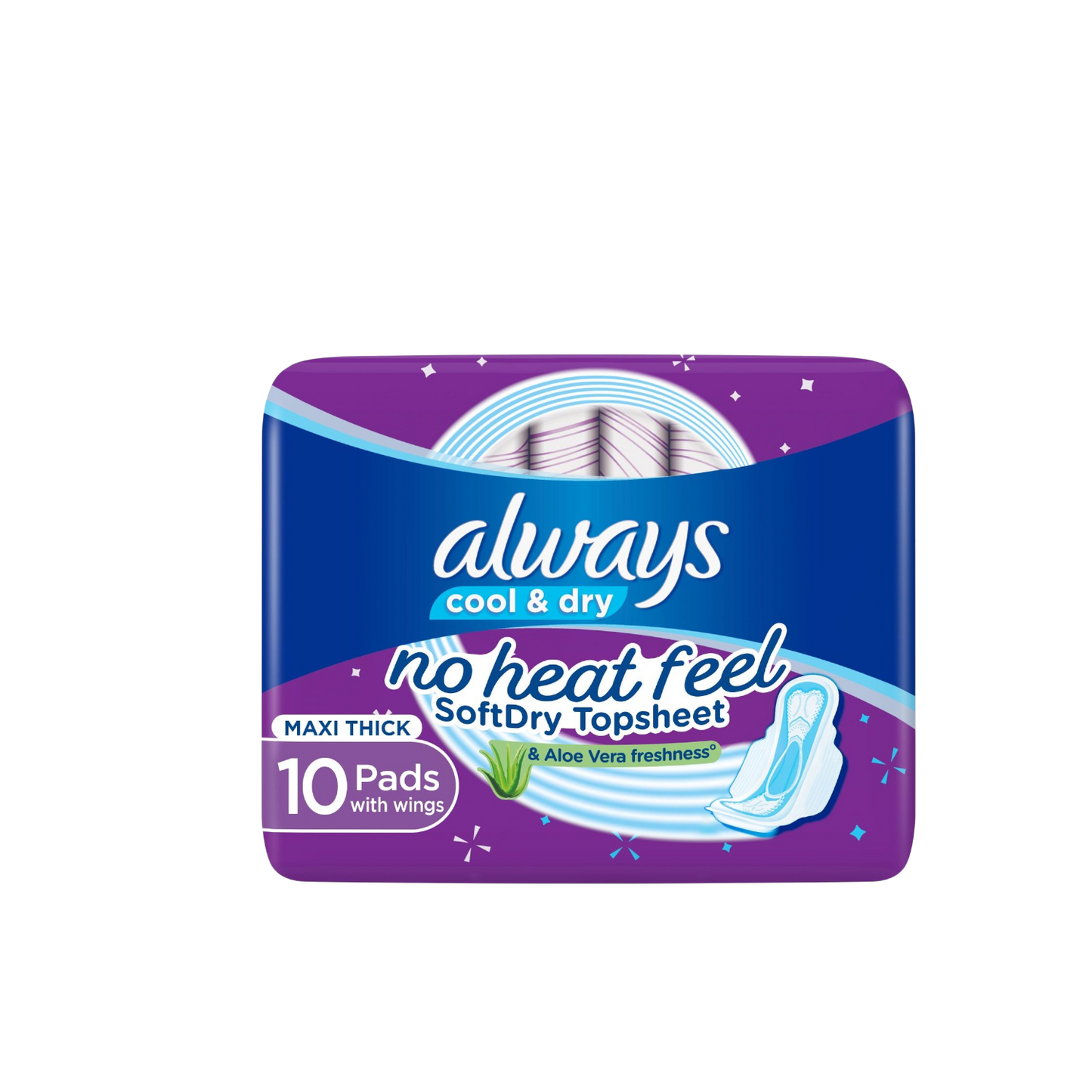 فوط صحية كبيرة الحجم من Always Cool &amp; Dry بأجنحة، 10 فوط