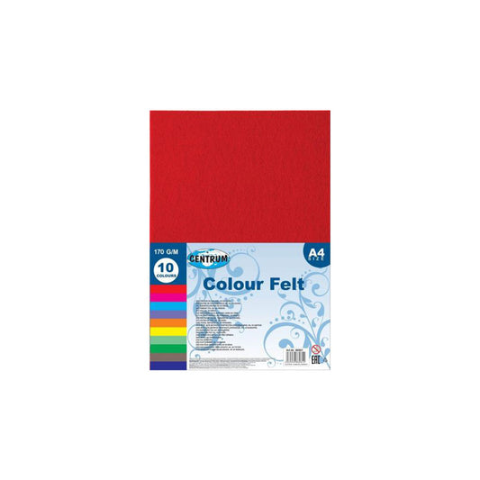 Centrum Adhesive Colour Felt A4 10 Colours