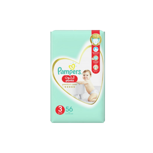Pampers Premium Care Pants Diapers, Size 3, 6-11kg, 56 Pieces