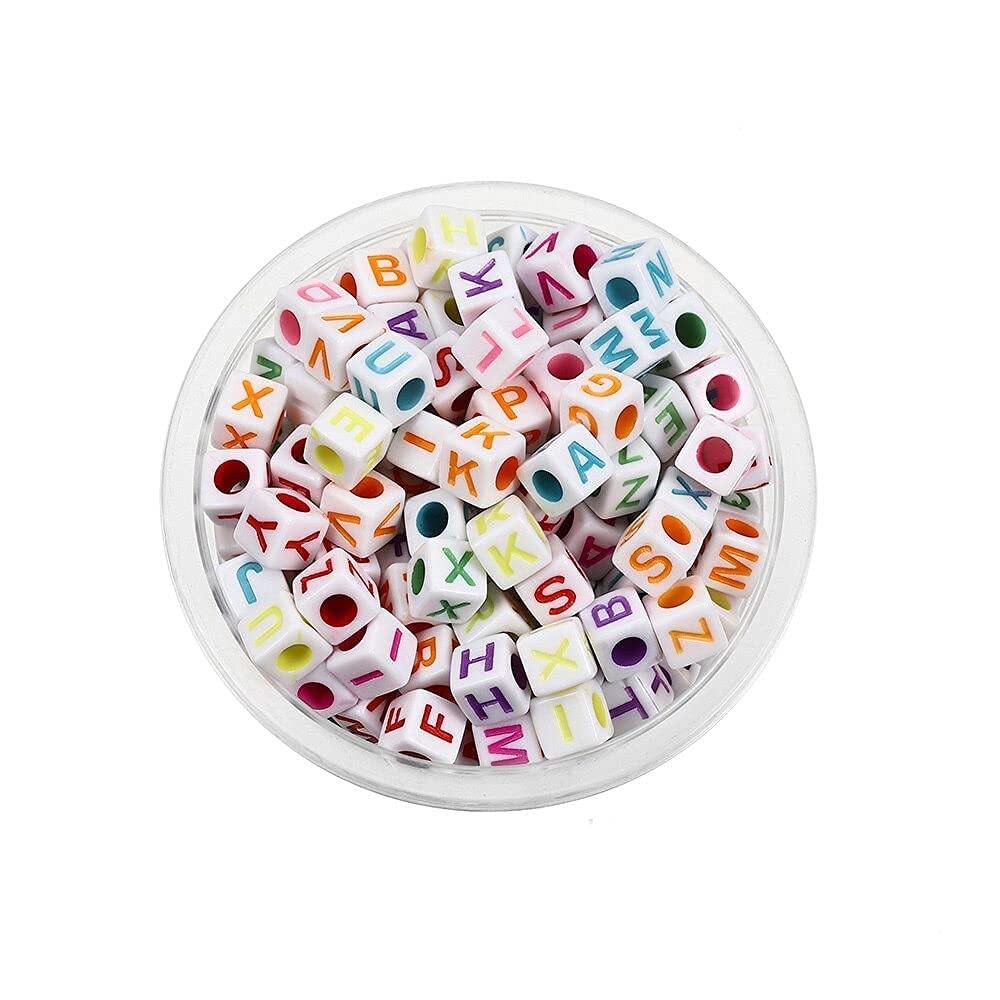 Alphabet Letter Beads Colorful Cube For Jewelry Making Bracelets Necklaces Key Chains & Art Craft DIY