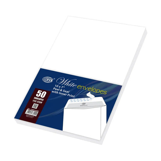 Fis White Envelopes 10x7 Peal Seal 100 Gsm Envelopes