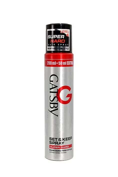 Gatsby Set & Keep Spray Super Hard Hair Spray, 250ml