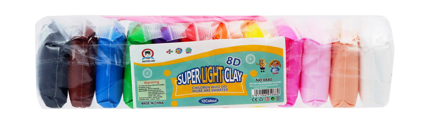 مجموعة متنوعة من طين التشكيل فائق الخفة من دكتور ليان، 12 لونًا