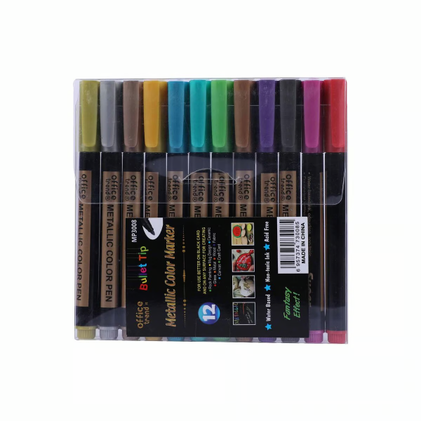 Metallic Color Marker Bullet, 12 Pieces