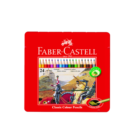 أقلام تلوين كلاسيكية من فابر كاستل، علبة معدنية، ٢٤ قلمًا