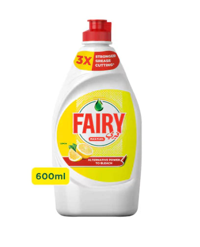 Fairy Max Plus Lemon Dishwashing Liquid with Bleach Alternative Power, 600ml