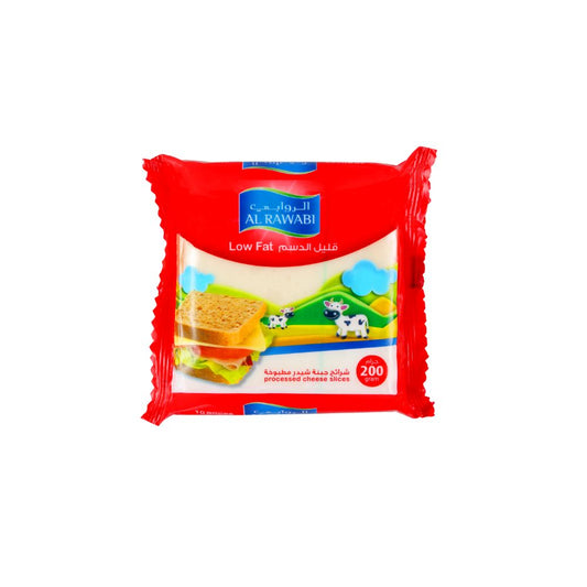 Al Rawabi Low Fat Processed Cheddar Cheese Slices, 200g