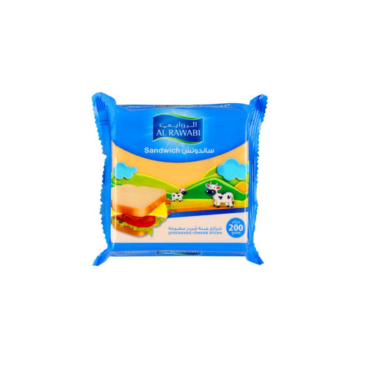 Al Rawabi Processed Cheddar Cheese Slices for Sandwich, 200g