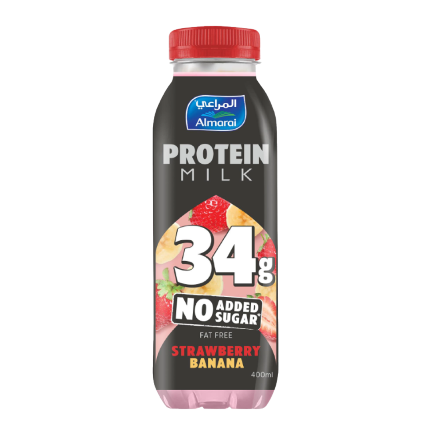 Almarai Strawberry Banana Fat Free Protein Milk No Added Sugar, 400ml
