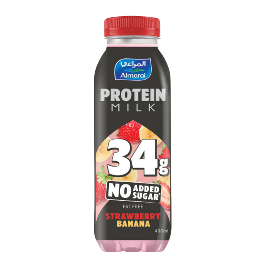 Almarai Strawberry Banana Fat Free Protein Milk No Added Sugar, 400ml