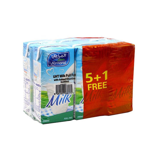 Almarai UHT Full Fat Milk with Added Vitamins, 6x200ml