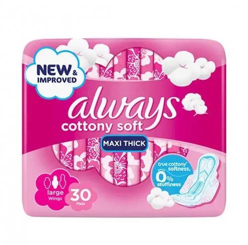 Always Cotton Soft Maxi Thick Sanitary Pads, 30 Pieces