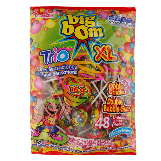 Americandy Big Bom XL Trio Lollipops, 48x16g