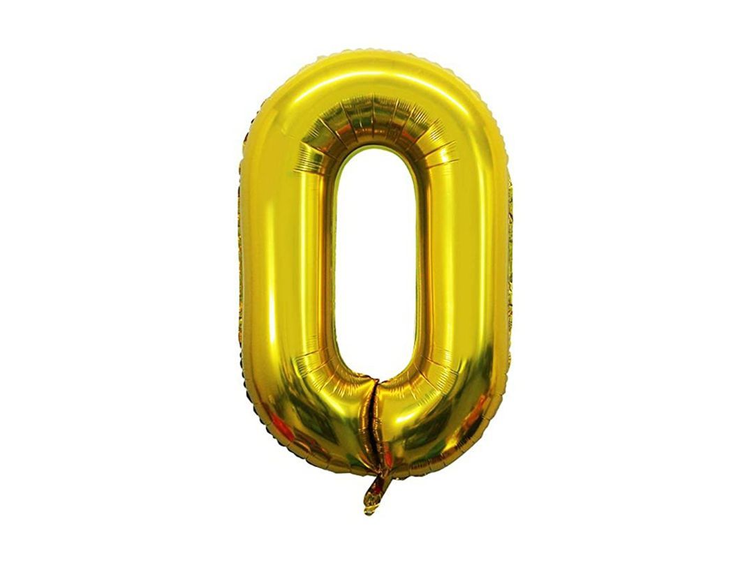 Balloon Number 0 Gold (Filled With Regular Air)