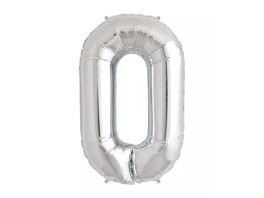 Balloon Number 0 Silver (Filled With Regular Air)