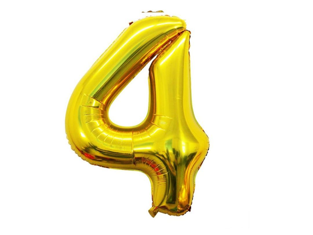 Balloon Number 4 Gold (Filled With Regular Air)