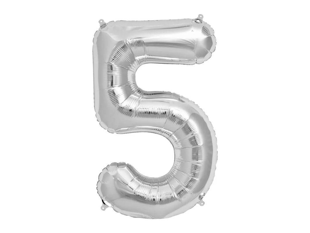 Balloon Number 5 silver (Filled With Regular Air)
