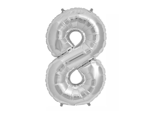 Balloon Number 8 Silver (Filled With Regular Air)