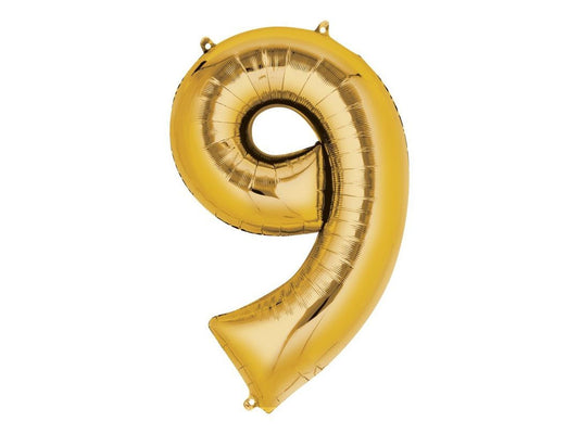 Balloon Number 9 Gold (Filled With Regular Air)