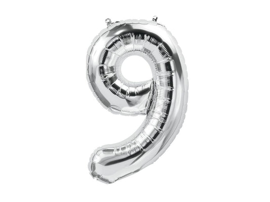 Balloon Number 9 Silver (Filled With Regular Air)