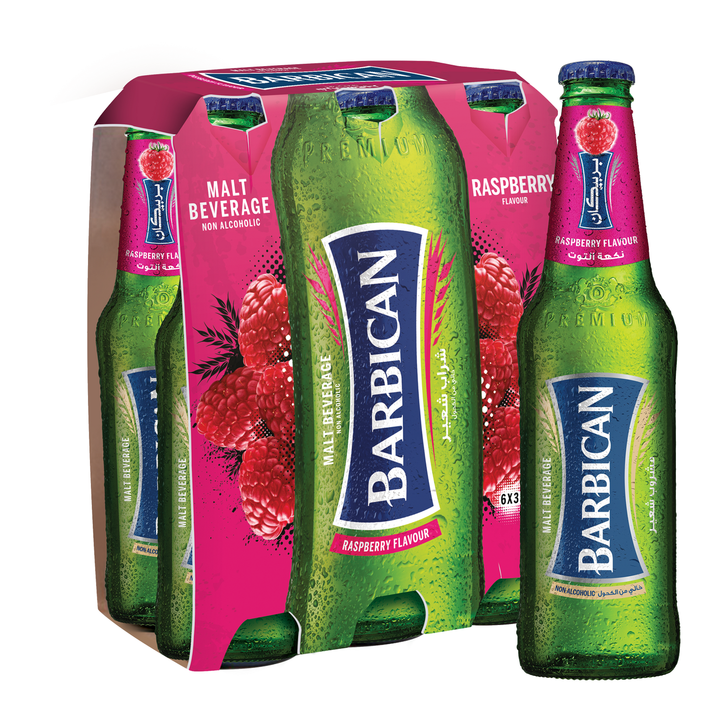 Barbican Raspberry Flavoured Non Alcoholic Malt Glass Bottle, 6x330ml