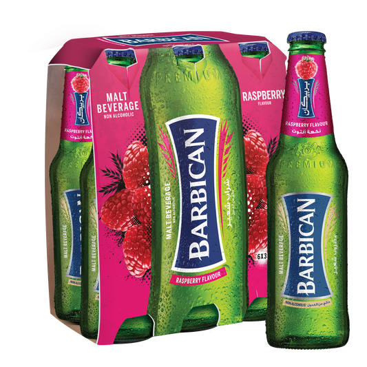 Barbican Raspberry Flavoured Non Alcoholic Malt Glass Bottle, 6x330ml