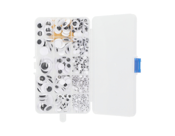 BinjiA DIY Creative Adhesive Movable Googly Eyes in Organizer Box - Assorted Sizes, 60g
