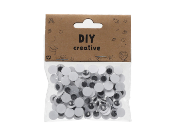 BinjiA DIY Creative Adhesive Rounded Googly Eyes - White-black, 10mm
