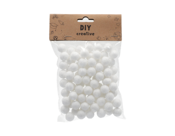 BinjiA DIY Creative Polystyrene Glittered Ball Shape 1.5cm - White