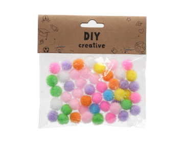 BinjiA DIY Creative Pompoms Assorted Colors, 50 Pieces