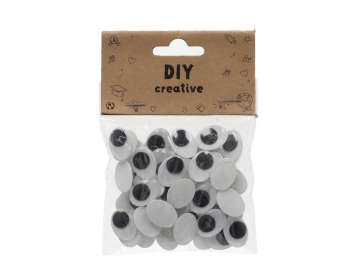 BinjiA Googly Adhesive Elliptic Eyes - White-Black, 14x19mm