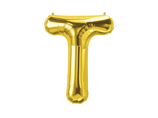 بالون عيد ميلاد حرف T ذهبي مملوء بالهواء العادي