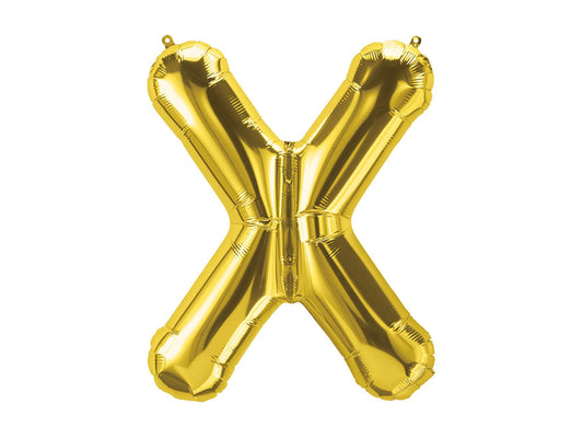 بالون عيد ميلاد حرف X ذهبي (مملوء بالهواء العادي)