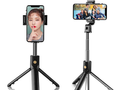 Bluetooth Selfie Stick with Integrated Tripod for iOS and Android
