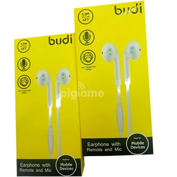 Budi EP102W Wired In Ear Headphone with Remote & Mic - White