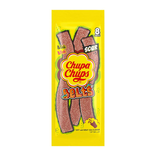 Chupa Chups Blink Cola Flavour 8 Sour Belts Soft Candy, 57g