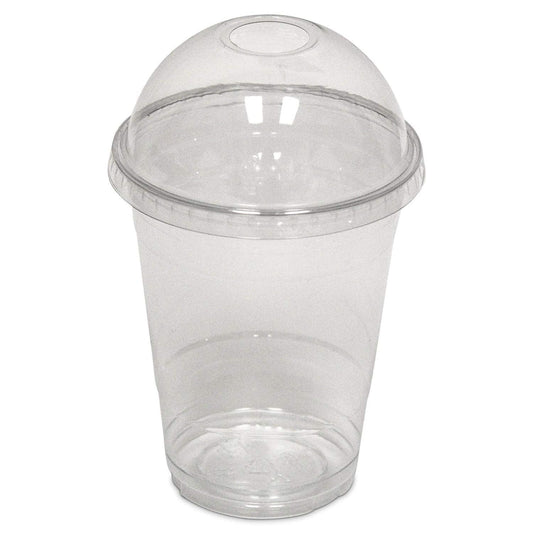Clear Plastic Cup with-Dom Lid 50 pcs x 12 oz