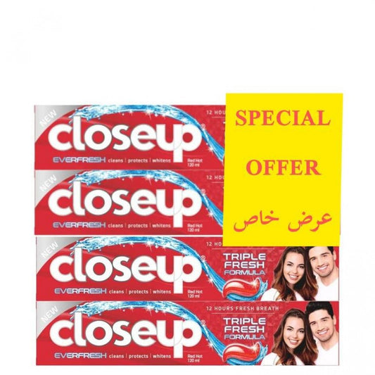معجون أسنان كلوز أب تريبل فريش فورمولا ريد هوت، 4 × 75 مل