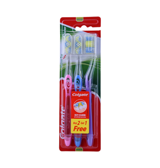 فرشاة أسنان كولجيت تويستر للتنظيف العميق اليدوية مع غطاء، مجموعة متنوعة، 3 قطع (2 + 1 مجانًا)
