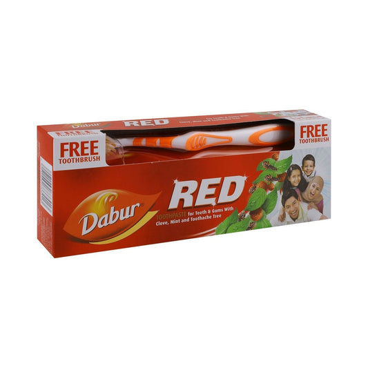 Dabur Red Ayurvedic Toothpaste for Teeth & Gums, 200g + Toothbrush